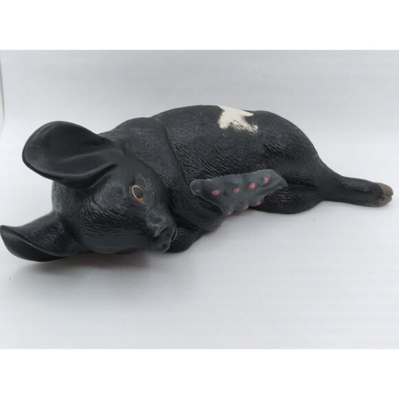 Figurines Black Pig mother 11" with smaller piglets Farmhouse cottage core READ - Picture 4 of 10